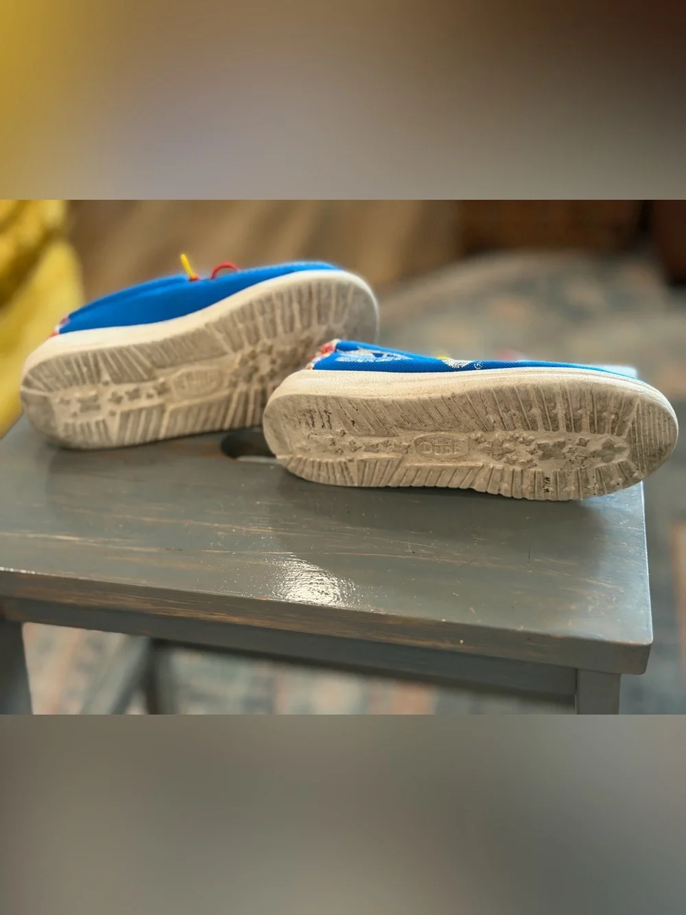 Kids Hot Wheels Hey Dude’s Canvas Slip-On Shoes Blue with Red Laces